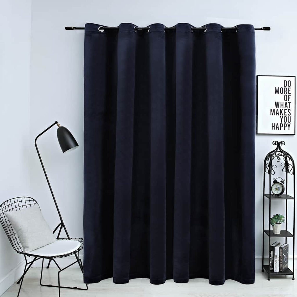 Cortina Blackout Veludo Preto 290x245 cm | Cortina com Argolas em Metal | Bloqueio de Luz Total  1