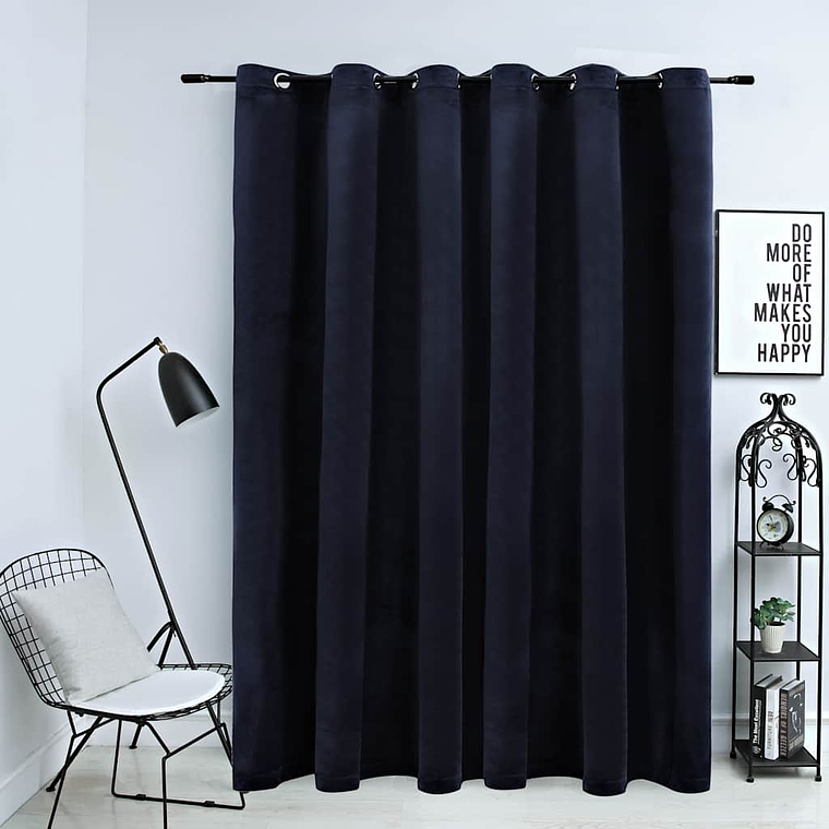 Cortina Blackout Veludo Preto 290x245 cm | Cortina com Argolas em Metal | Bloqueio de Luz Total  1