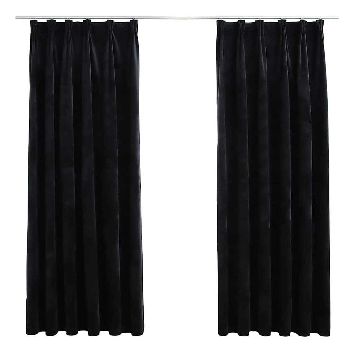 Cortinas Blackout em Veludo Preto vidaXL | Par de 140x175 cm com Ganchos | Bloqueio de Luz e Privacidade 2