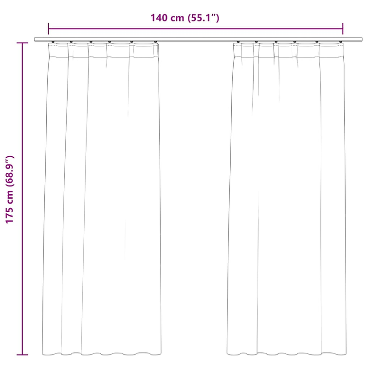 Cortinas Blackout em Veludo Preto vidaXL | Par de 140x175 cm com Ganchos | Bloqueio de Luz e Privacidade 7