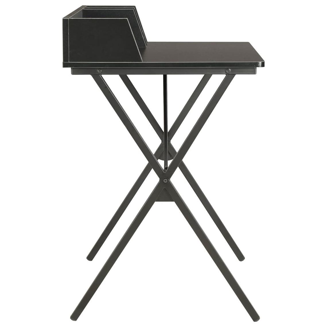 Compact Desk 80x50x84 cm Black vidaXL | Corner Desk with Organizer and X-shaped Legs 4