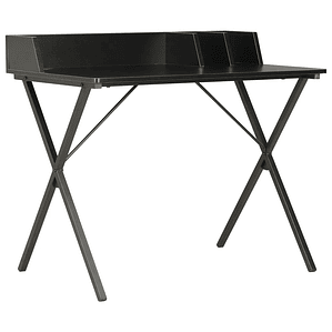 Secretária Compacta 80x50x84 cm Preto vidaXL | Mesa de Canto com Organizador e Pernas em X