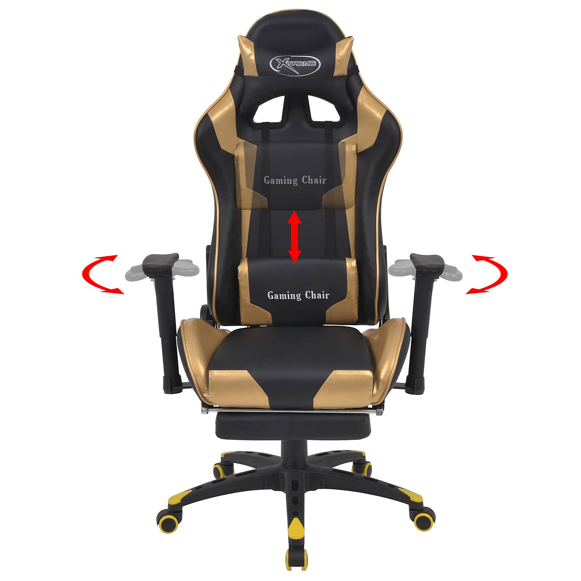 Cadeira Gamer Ouro 136 cm | Cadeira de Jogos Moderna em Couro Artificial Ajustável | vidaXL 2