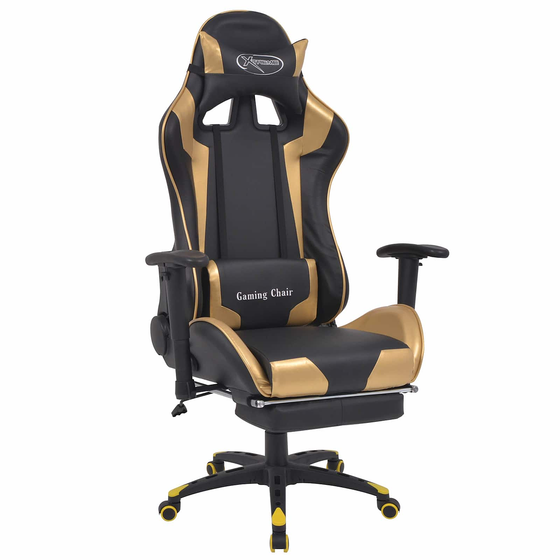Cadeira Gamer Ouro 136 cm | Cadeira de Jogos Moderna em Couro Artificial Ajustável | vidaXL 1