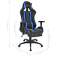 Reclining Office Chair, Racing Style | With Retractable Footrest, Cushions, Blue/Black - thumbnail 7