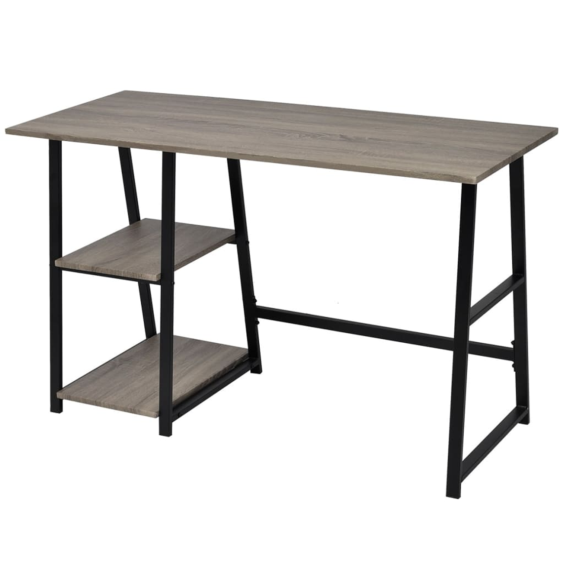 Desk with 2 Shelves, Gray and Oak | 120 cm for Office or Living Room | vidaXL 3