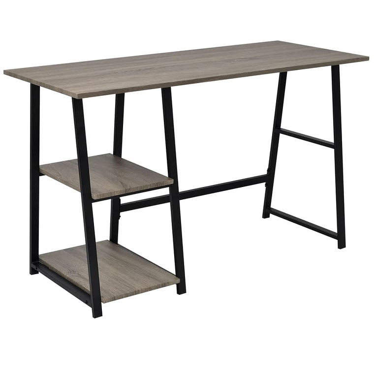 Desk with 2 Shelves, Gray and Oak | 120 cm for Office or Living Room | vidaXL 1