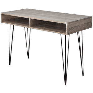 Mesa com 2 Compartimentos Cinzento e Carvalho | 110 cm para Escritório ou Casa | vidaXL