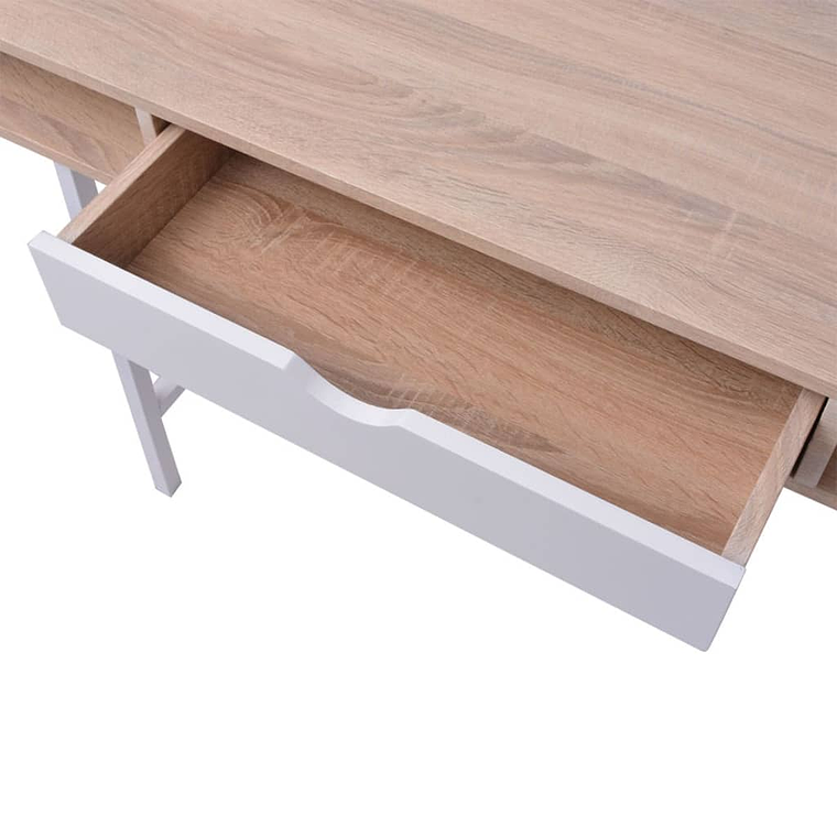 Desk with 1 Drawer and 2 Compartments | Oak and White Color, 120 cm | For Office or Home 4