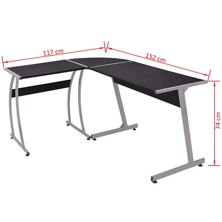 Black L-Shaped Corner Desk | Corner Desk for Home Office and Study | 110x110x75 cm 5