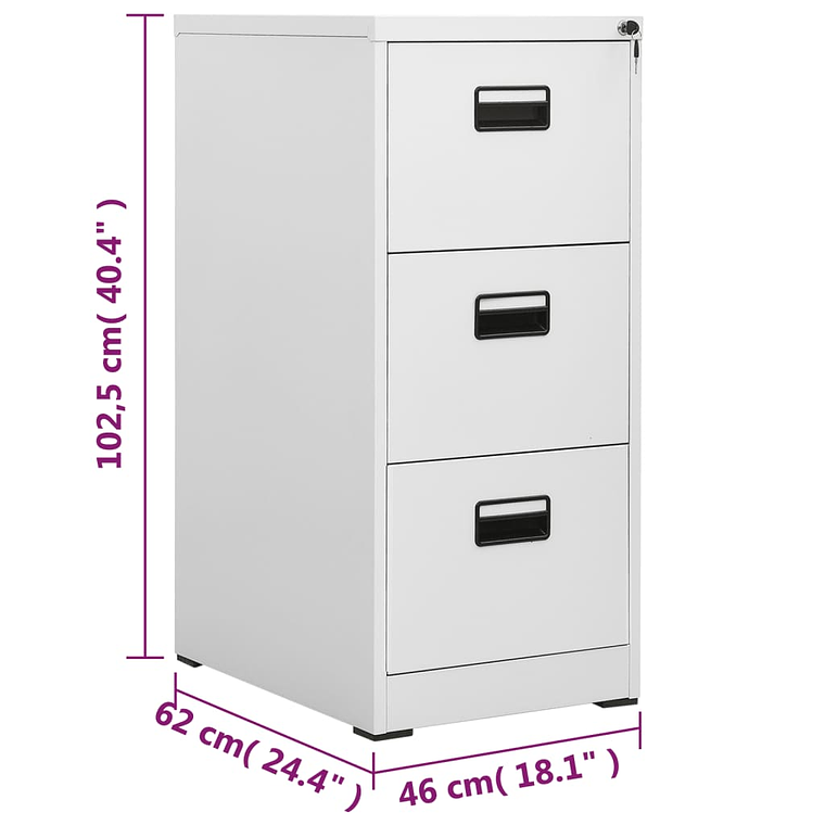 Light Gray Steel Filing Cabinet | Filing Shelf 46x62x102.5 cm with 5 Adjustable Shelves 11