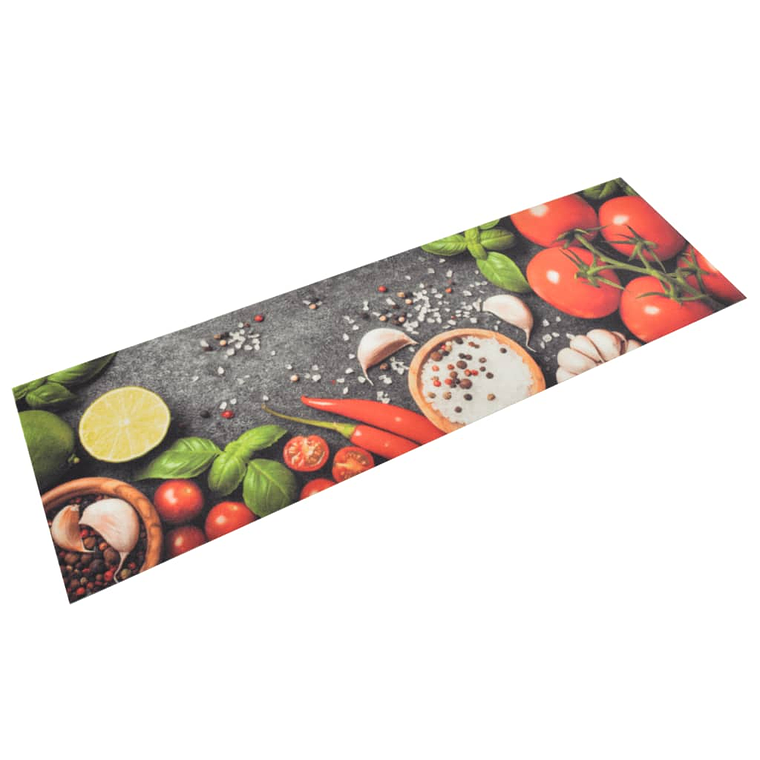 vidaXL Tapete de cozinha lavável 45x150 cm veludo padrão vegetais 1