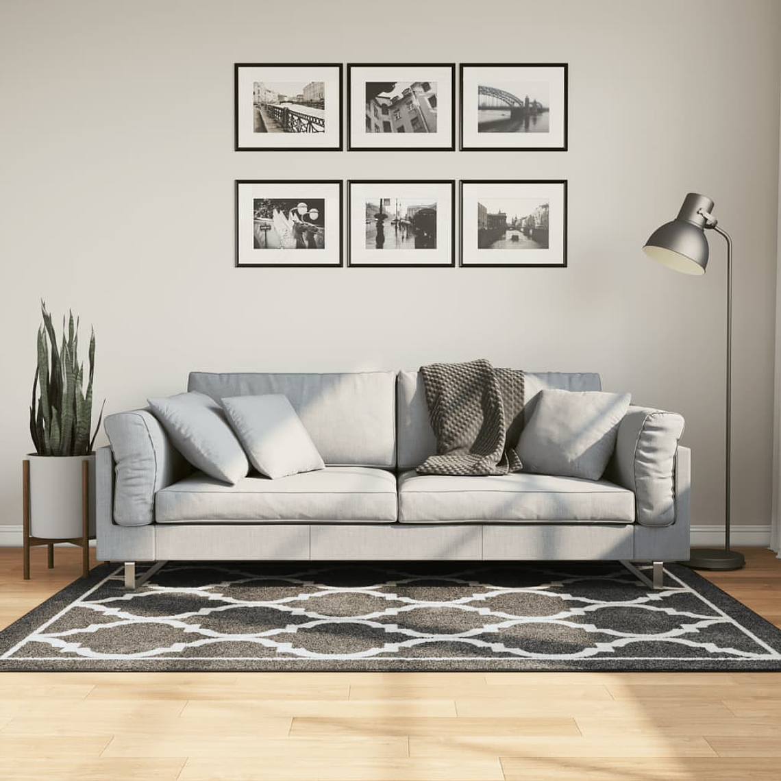 vidaXL Tapete lavável antiderrapante 120x180 cm preto e branco 1