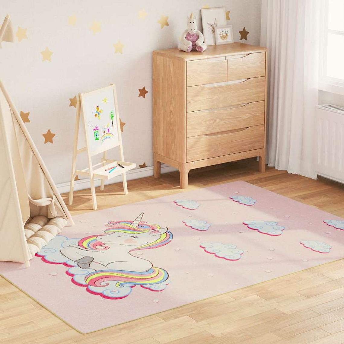 vidaXL Tapete lavável antiderrapante infantil 160x230cm unicórnio rosa 1