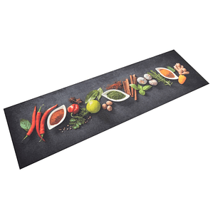 vidaXL Tapete de cozinha lavável 45x150 cm veludo padrão especiarias