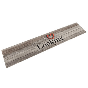 vidaXL Tapete de cozinha lavável 60x300 cm veludo padrão cooking cinza