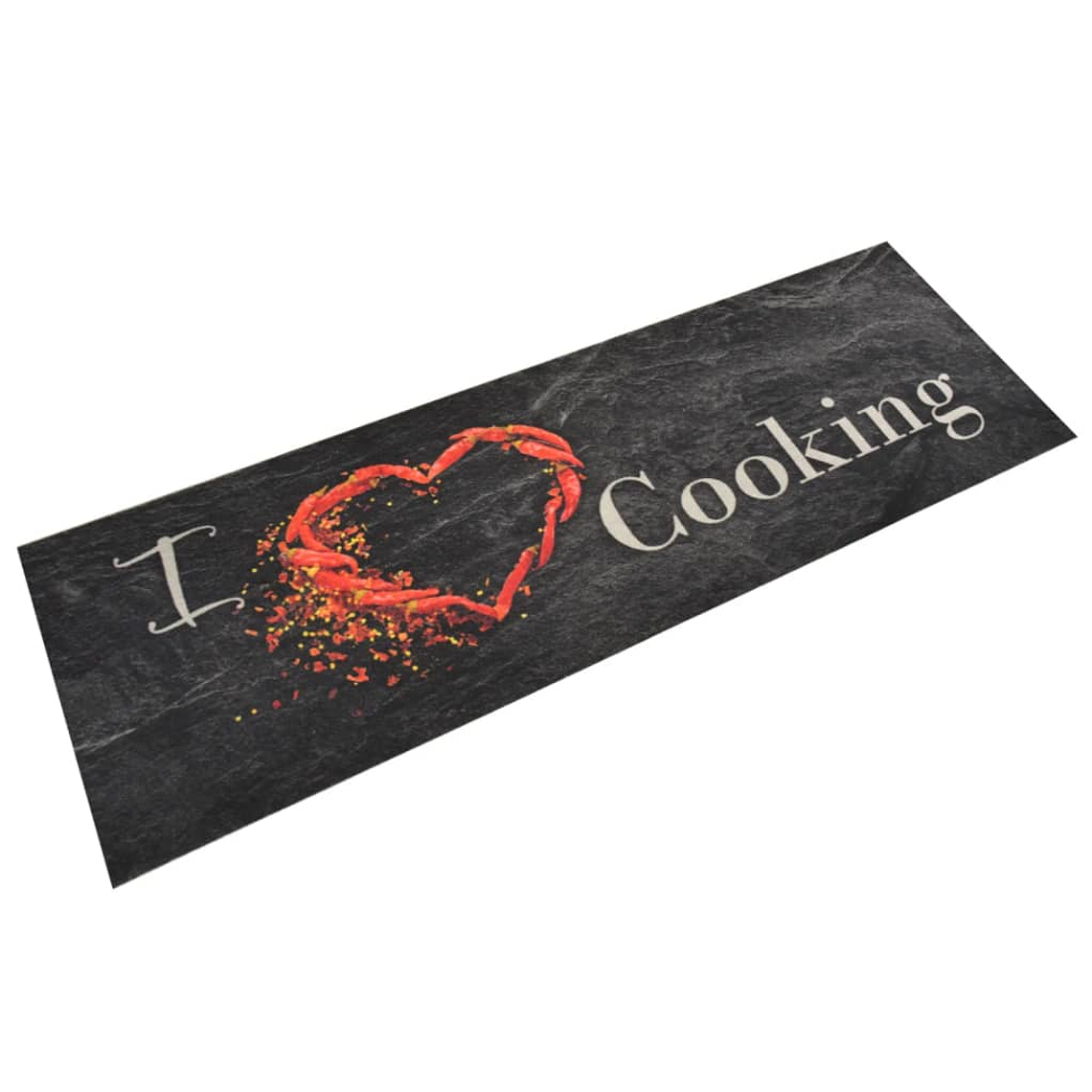 vidaXL Tapete de cozinha lavável 60x180 cm veludo padrão cooking preto 1