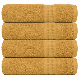 vidaXL Toalhas de mãos FROGN 4 pcs 50x100 cm 360 g/m² ouro