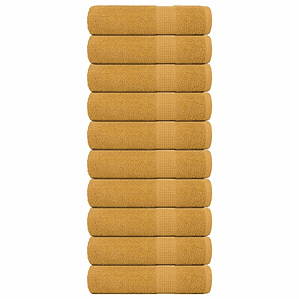vidaXL Toalhas de mãos FROGN 10 pcs 50x100 cm 360 g/m² ouro