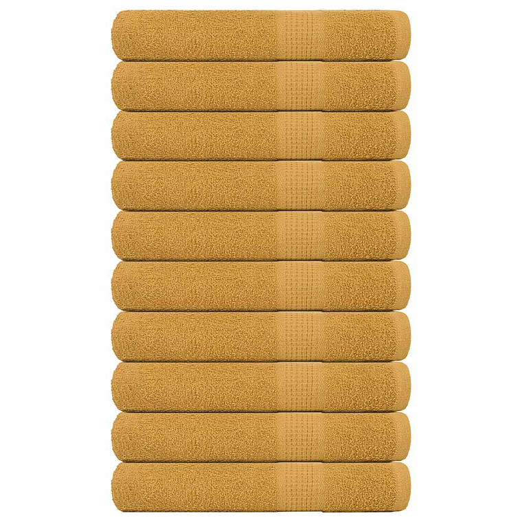 vidaXL Toalhas de sauna FROGN 10 pcs 80x200 cm 360 g/m² ouro 1