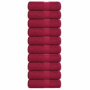 vidaXL Toalhas de rosto FROGN 10 unidades Bordeaux 30x30 cm 360 g/m²