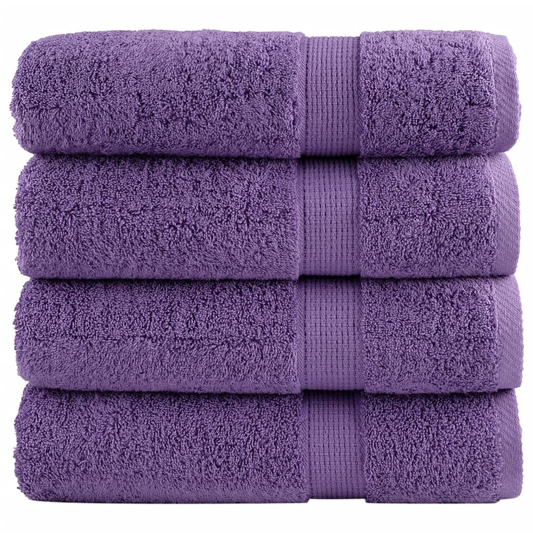 vidaXL Toalhas de mãos premium SOLUND 4 pcs 50x100 cm 600 gsm roxo 1
