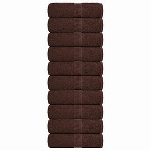 vidaXL Toalhas de rosto FROGN 10 peças marrom 30x30 cm 360 g/m²