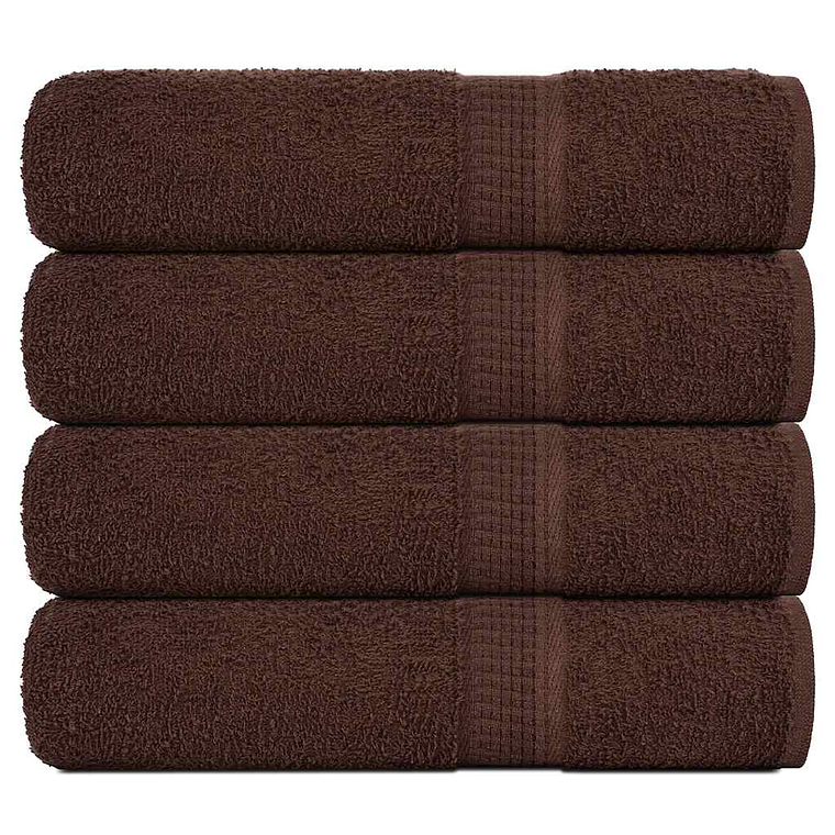 vidaXL Toalhas de mãos FROGN 4 pcs 50x100 cm 360 g/m² castanho 1
