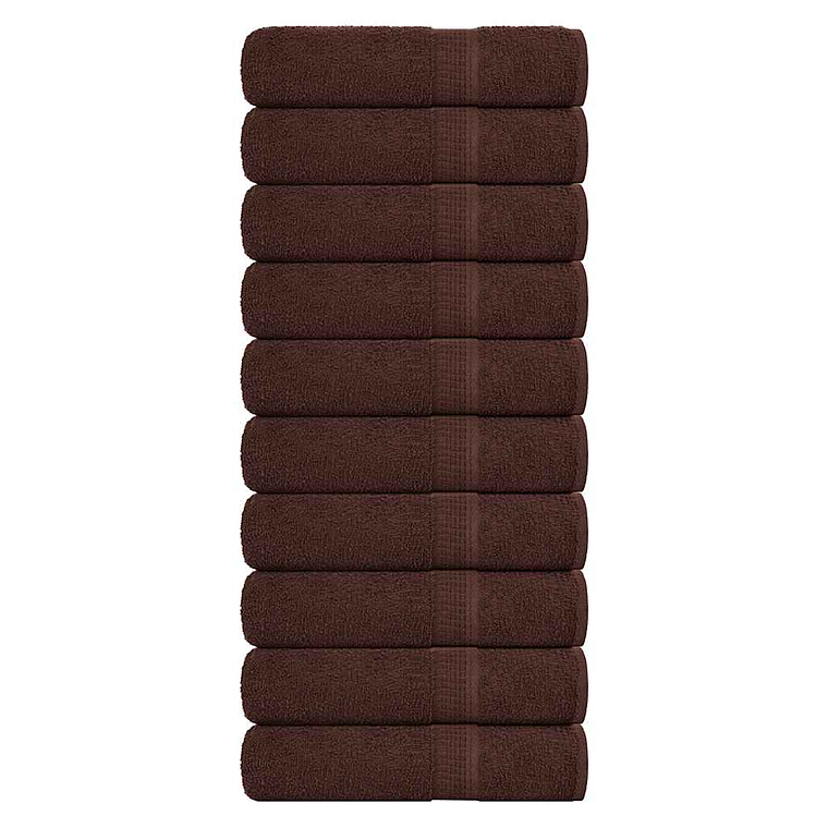 vidaXL Toalhas de banho FROGN 10 pcs 100x150 cm 360 g/m² castanho 1