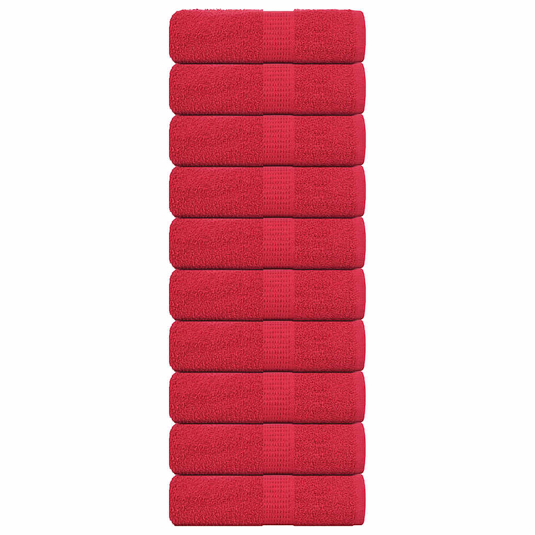 vidaXL Toalhas de rosto FROGN 10 unidades Vermelho 30x30 cm 360 g/m² 1