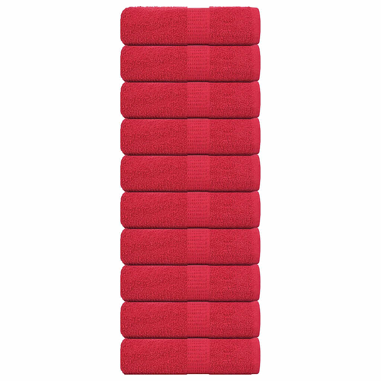 vidaXL Toalhas de bidé FROGN 10 pcs 30x50 cm 360 g/m² vermelho 1