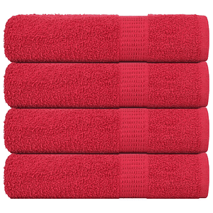 vidaXL Toalhas de mãos FROGN 4 pcs 50x100 cm 360 g/m² vermelho