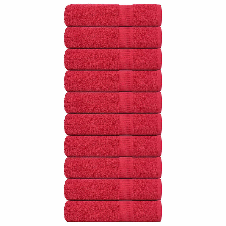 vidaXL Toalhas de mãos FROGN 10 pcs 50x100 cm 360 g/m² vermelho 1