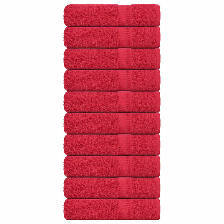 vidaXL Toalhas de banho FROGN 10 pcs 70x140 cm 360 g/m² vermelho 1
