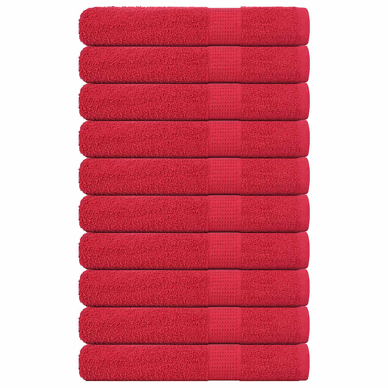 vidaXL Toalhas FROGN 10 pcs 100x200 cm 360 g/m² vermelho 1