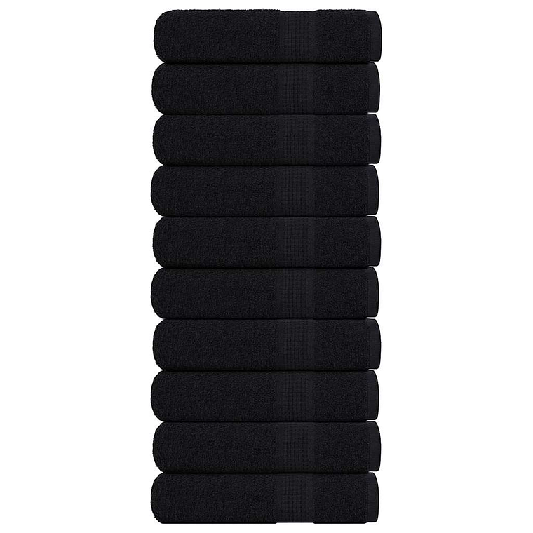 vidaXL Toalhas de mãos FROGN 10 pcs 50x100 cm 360 g/m² preto 1