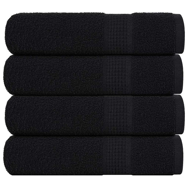 vidaXL Toalhas de banho FROGN 4 pcs 100x150 cm 360 g/m² preto 1