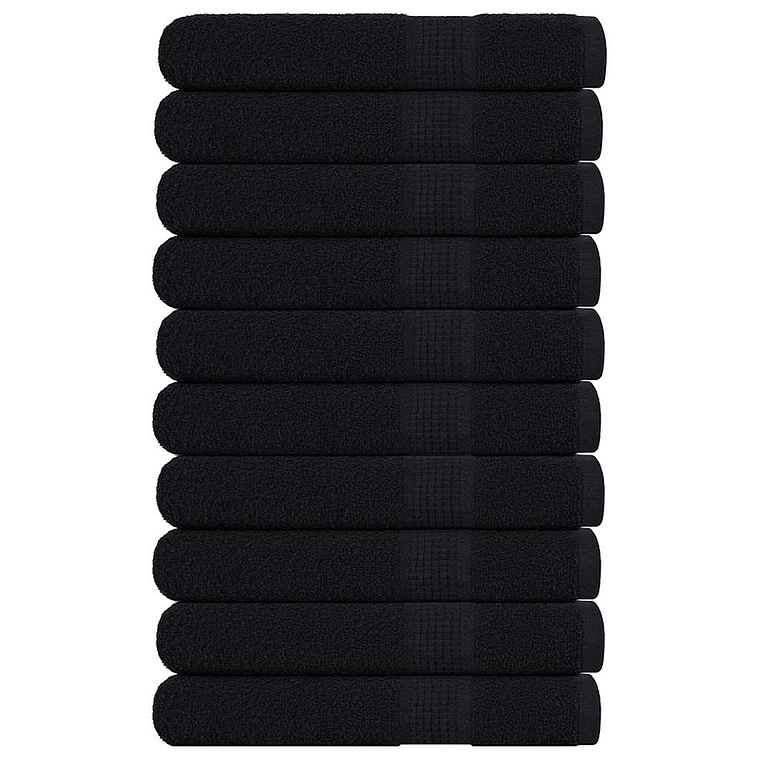 vidaXL Toalhas FROGN 10 pcs 100x200 cm 360 g/m² preto 1