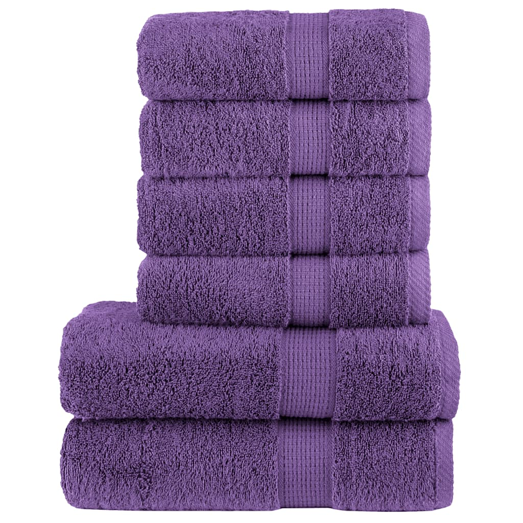 vidaXL 6pcs Conjunto toalhas banho premium SOLUND 600 gsm roxo 1
