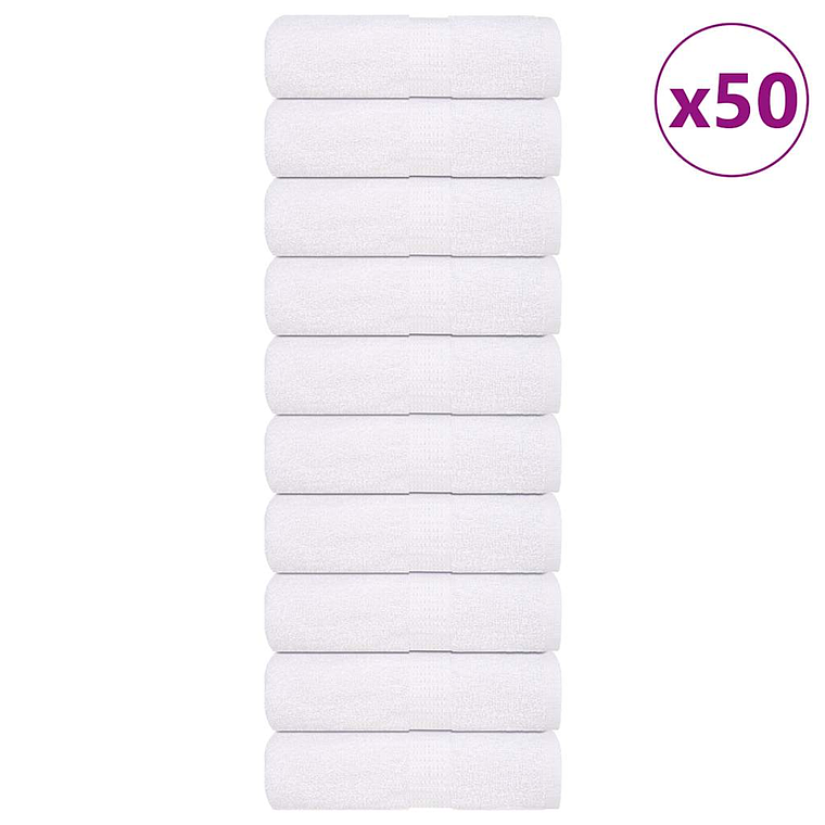 vidaXL Toalhas de bidé FROGN 50 pcs 30x50 cm 360 g/m² branco 1