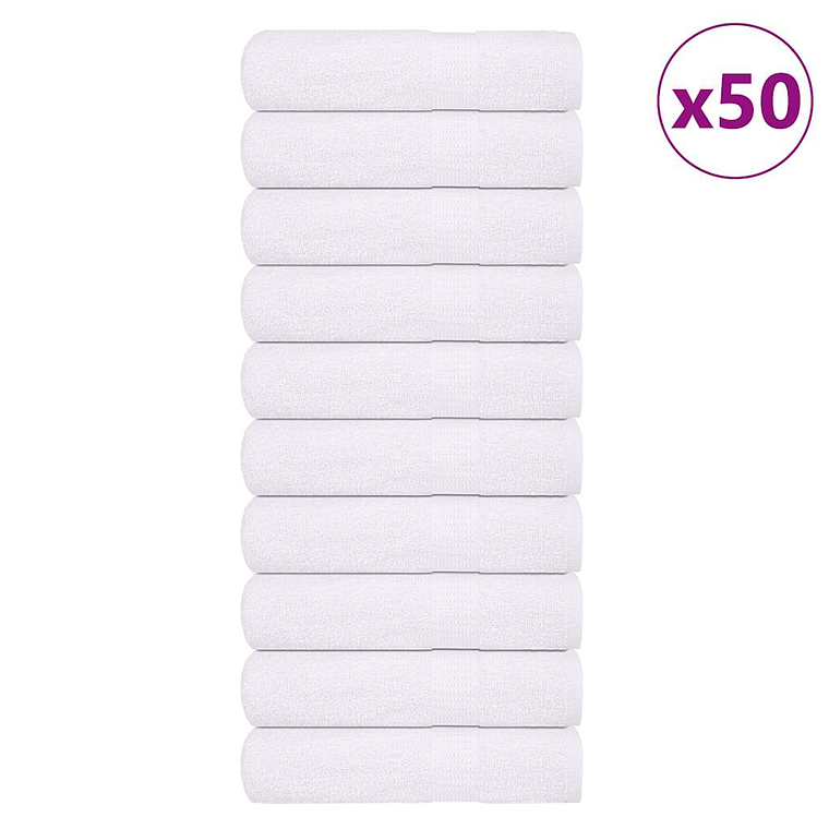vidaXL Toalhas de mãos FROGN 50 pcs 50x100 cm 360 g/m² branco 1