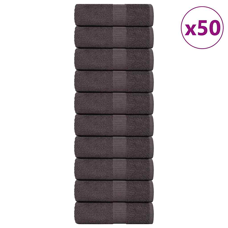 vidaXL Toalhas de bidé FROGN 50 pcs 30x50 cm 360 g/m² antracite 1