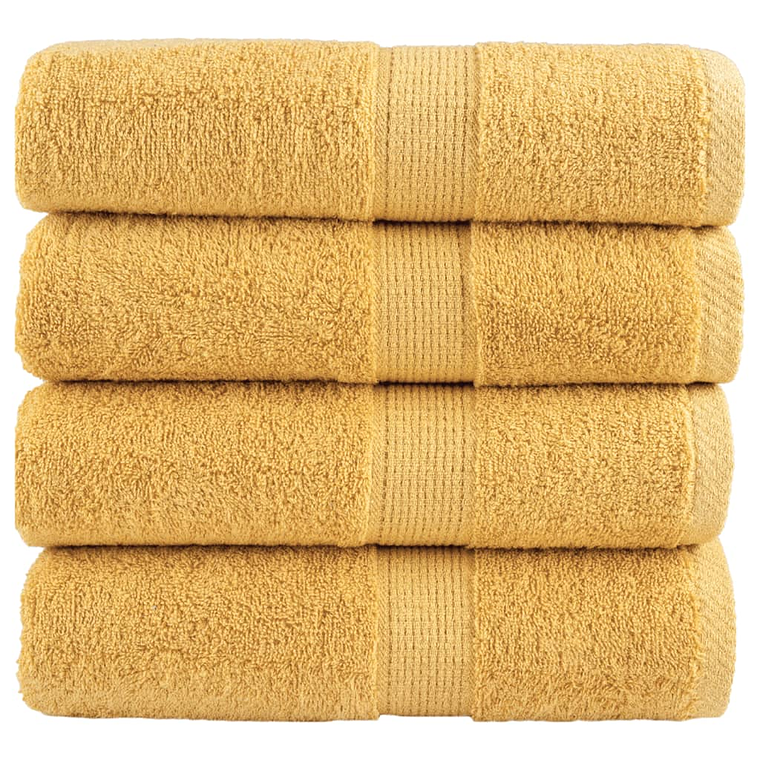 vidaXL Toalhas de bidé premium SOLUND 4 pcs 30x50 cm 600 gsm dourado 1