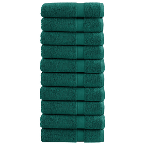 vidaXL Toalhas de banho premium SOLUND 10pcs 100x150 cm 600 gsm verde