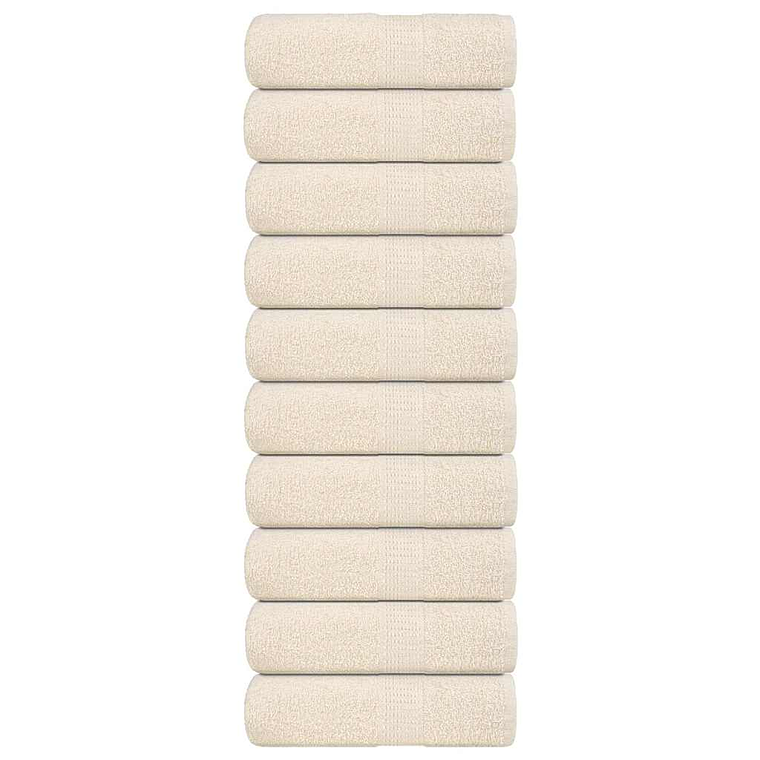 vidaXL Toalhas de rosto FROGN 10 unidades Creme 30x30 cm 360 g/m² 1