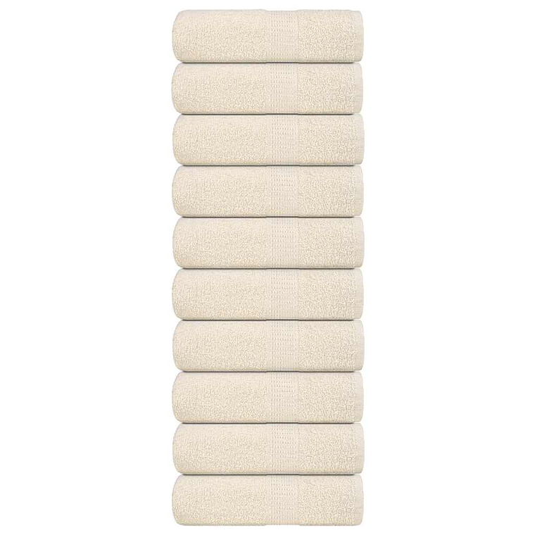vidaXL Toalhas de bidé FROGN 10 pcs 30x50 cm 360 g/m² creme 1