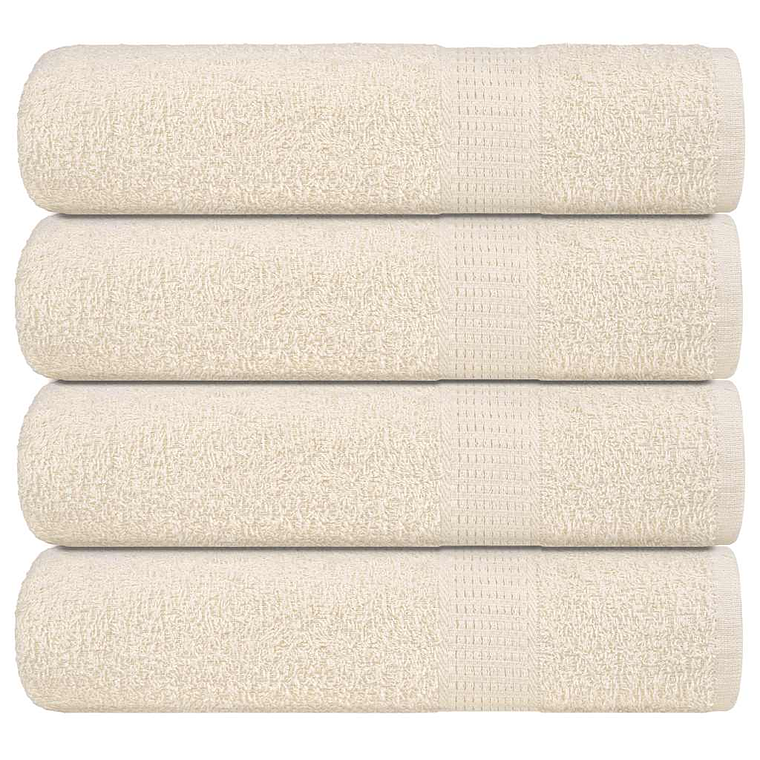 vidaXL Toalhas de mãos FROGN 4 pcs 50x100 cm 360 g/m² creme 1