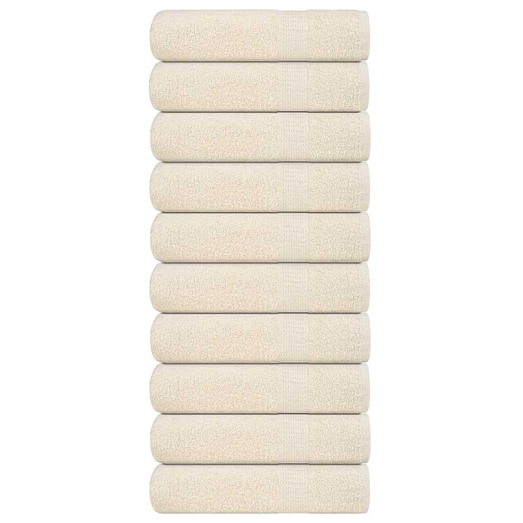 vidaXL Toalhas de mãos FROGN 10 pcs 50x100 cm 360 g/m² creme 1