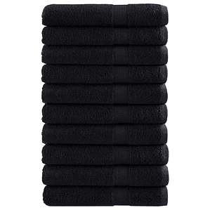 vidaXL Toalhas premium SOLUND 10 pcs 100x200 cm 600 gsm preto