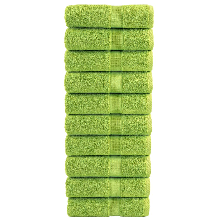 vidaXL Toalhas de bidé premium SOLUND 10pcs 30x50cm 600gsm verde maça 1